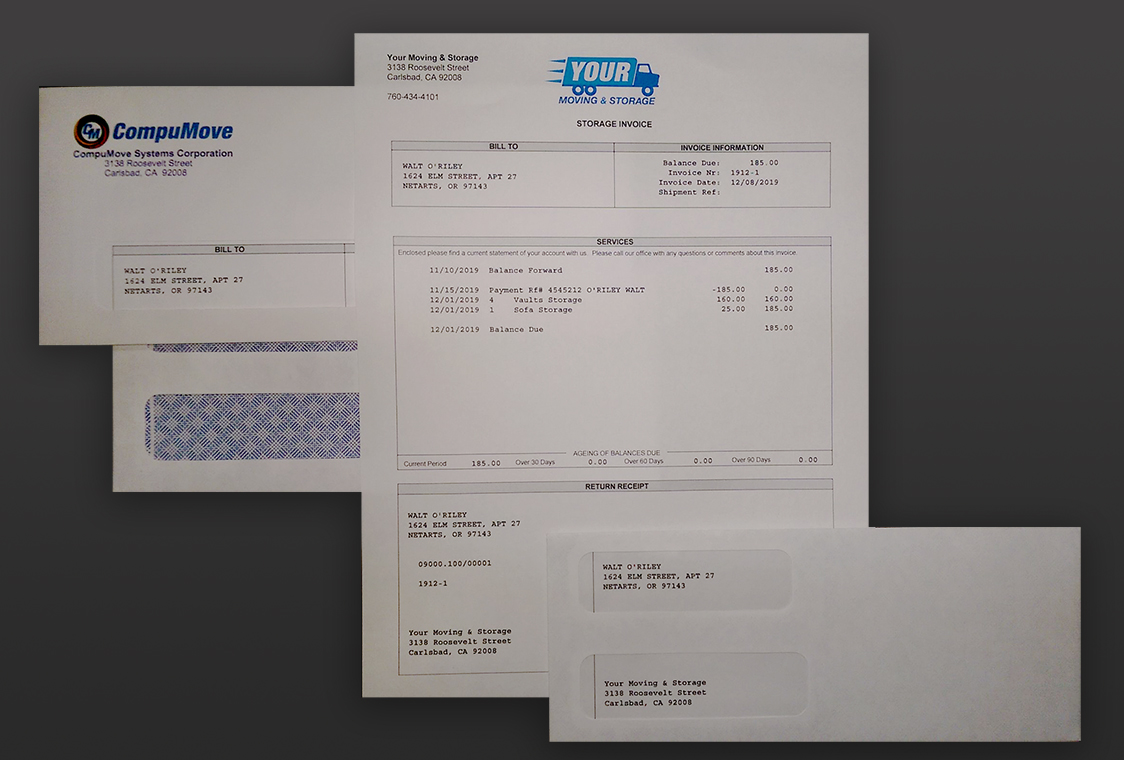 Storage Invoicing – Paper & Email